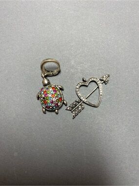 Fossil turtle heart charms
